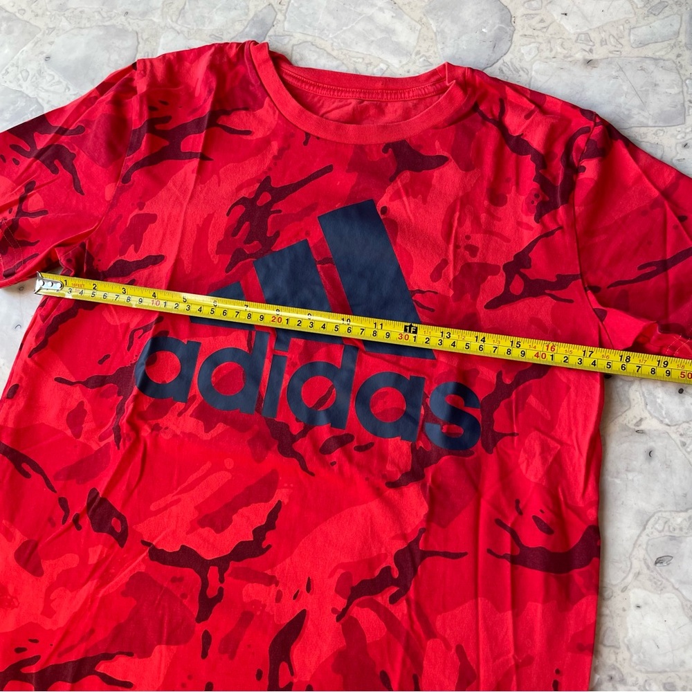 Adidas Red and Blue Short Sleeve Tee with Camo Abstract Pattern - Picture 4 of 5